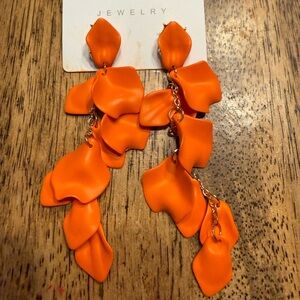 Vibrant Orange Petal Drop Earrings